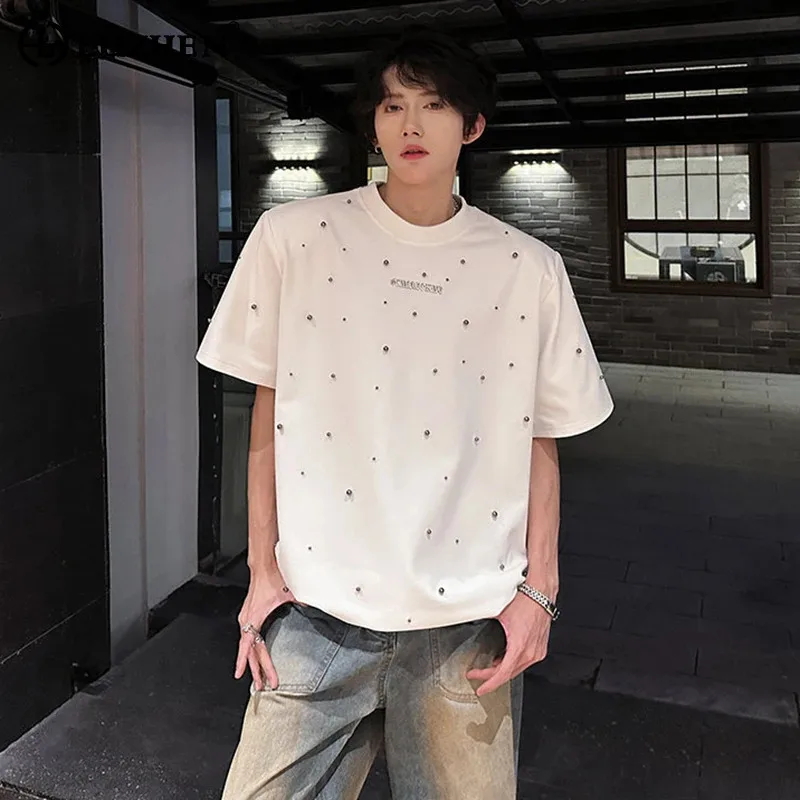 LUZHEN Short 2026 Summer Original Polka Dots Decorate Patchwork Sleeve T-shirts Men's Fashion Handsome Korean Casual Tops JY9148