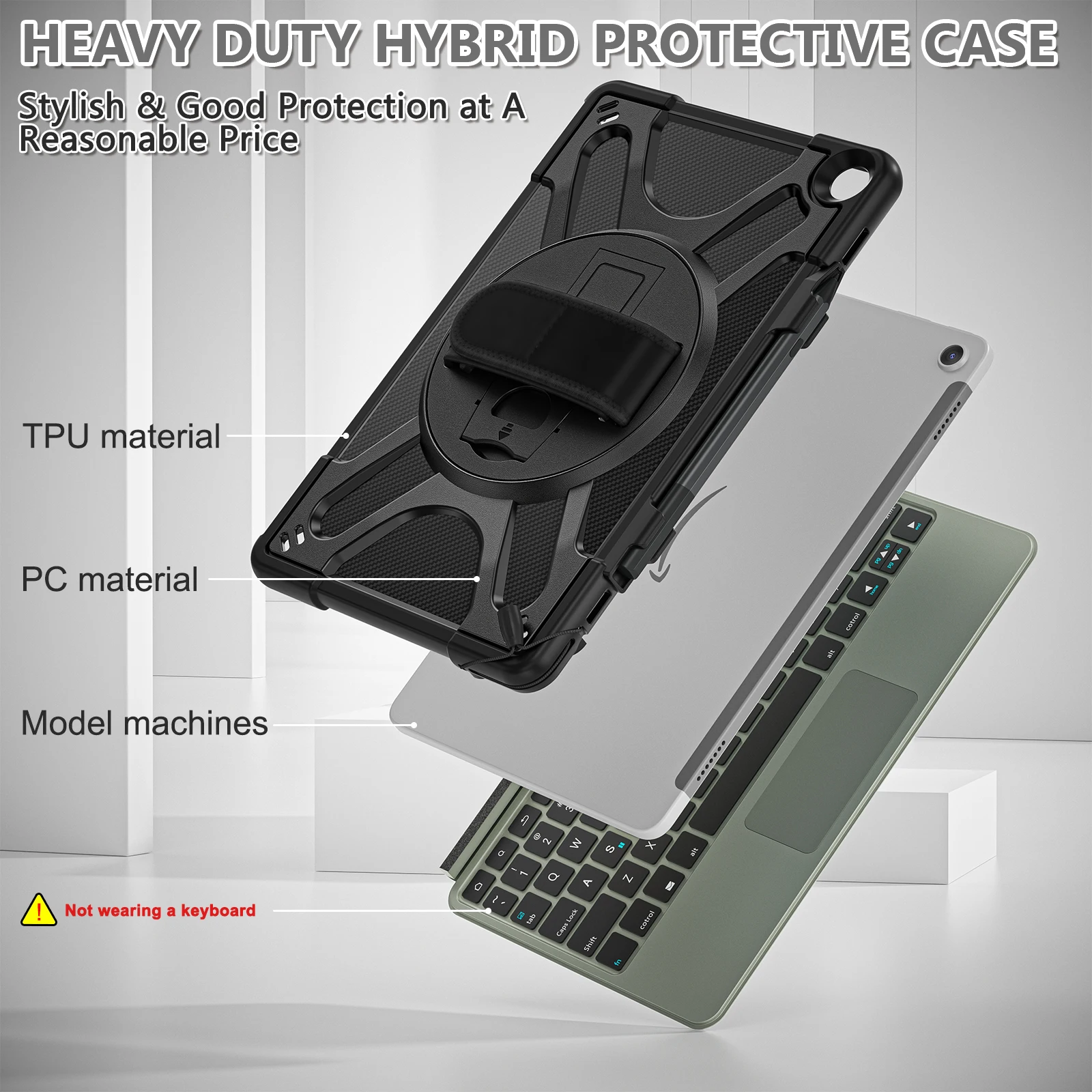 Heavy Duty Hybrid Case For Amazon Fire Max 11 2023 (13th Gen) Protect Cover 360 Rotating With 360 Rotating Adjustable Hand Strap