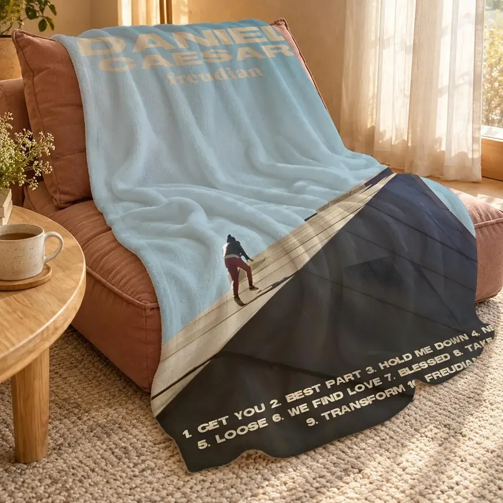 Daniel Caesar Music Album Throw Double Sided Flannel Throw Blanket Soft Travel Camping Sofa Bed Home