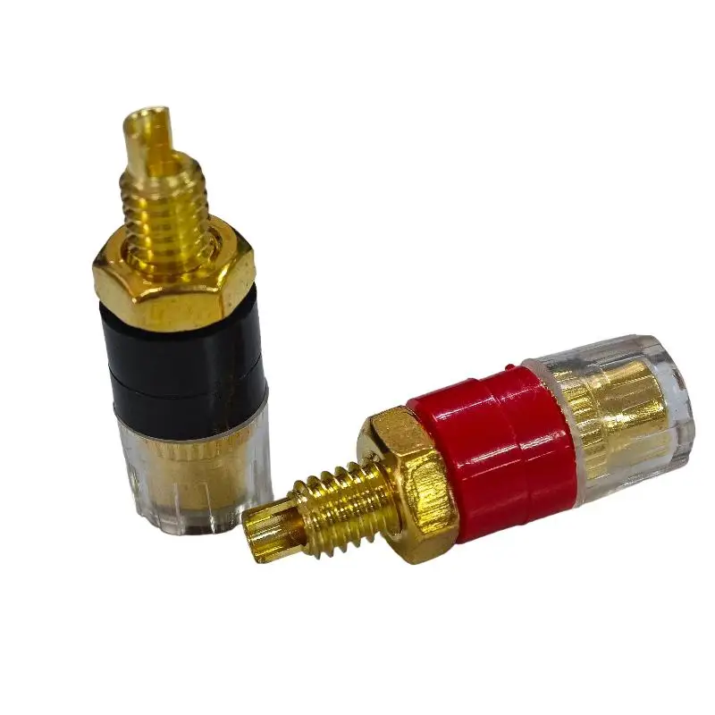 4/10Pcs Brass Terminal Connector With Transparent Shell Banana Plug Socket 4mm Gold Plated HIFI Ser Amplifier Binding Posts