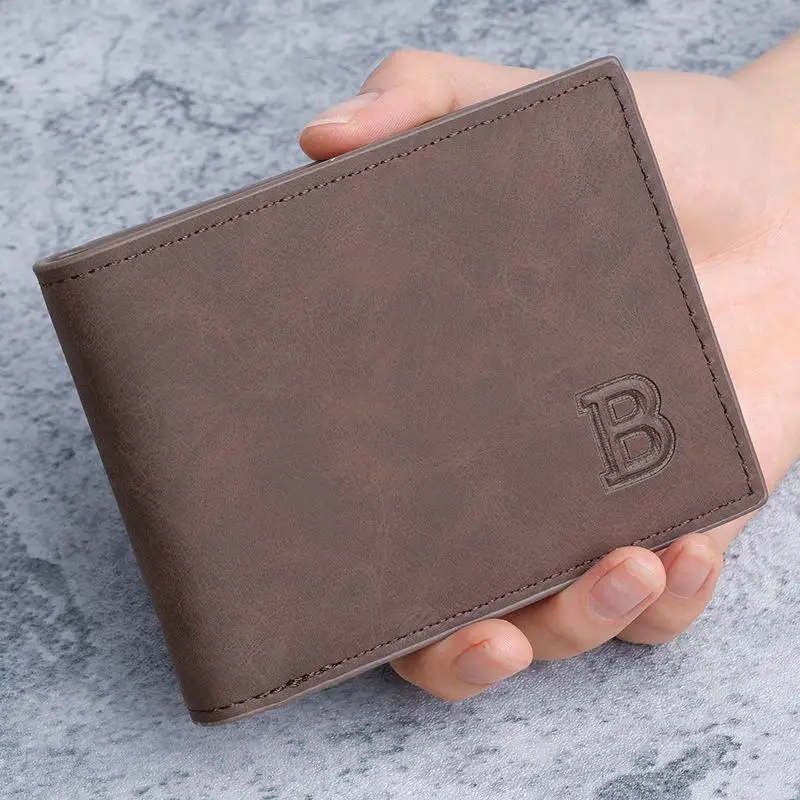 New Retro Men Short Wallet with Multiple Card Slots Coin Bag Men Leather Thin Wallet Purse