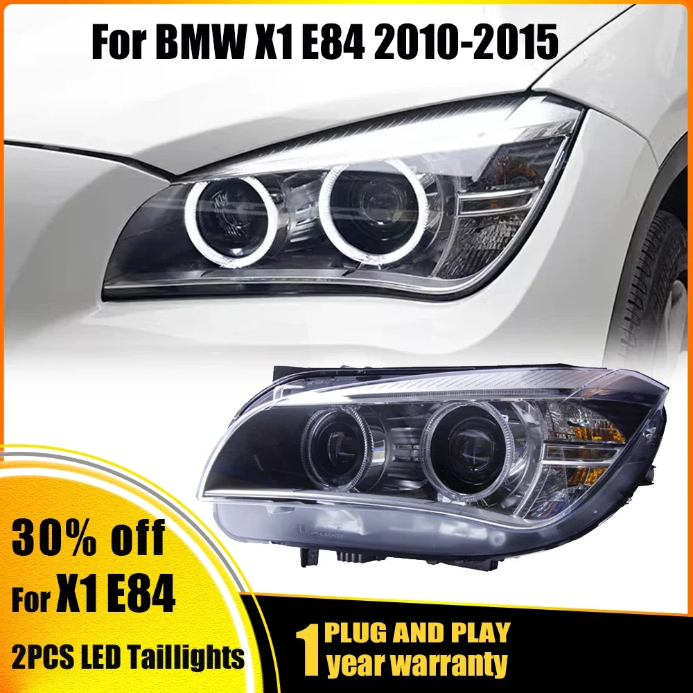 1 Pair Car Headlight For BMW X1 E84 F49 2010 2011 2012 2013 2014 2015 Modified LED DRL Angel Eye Front Lamp Assembly Accessories