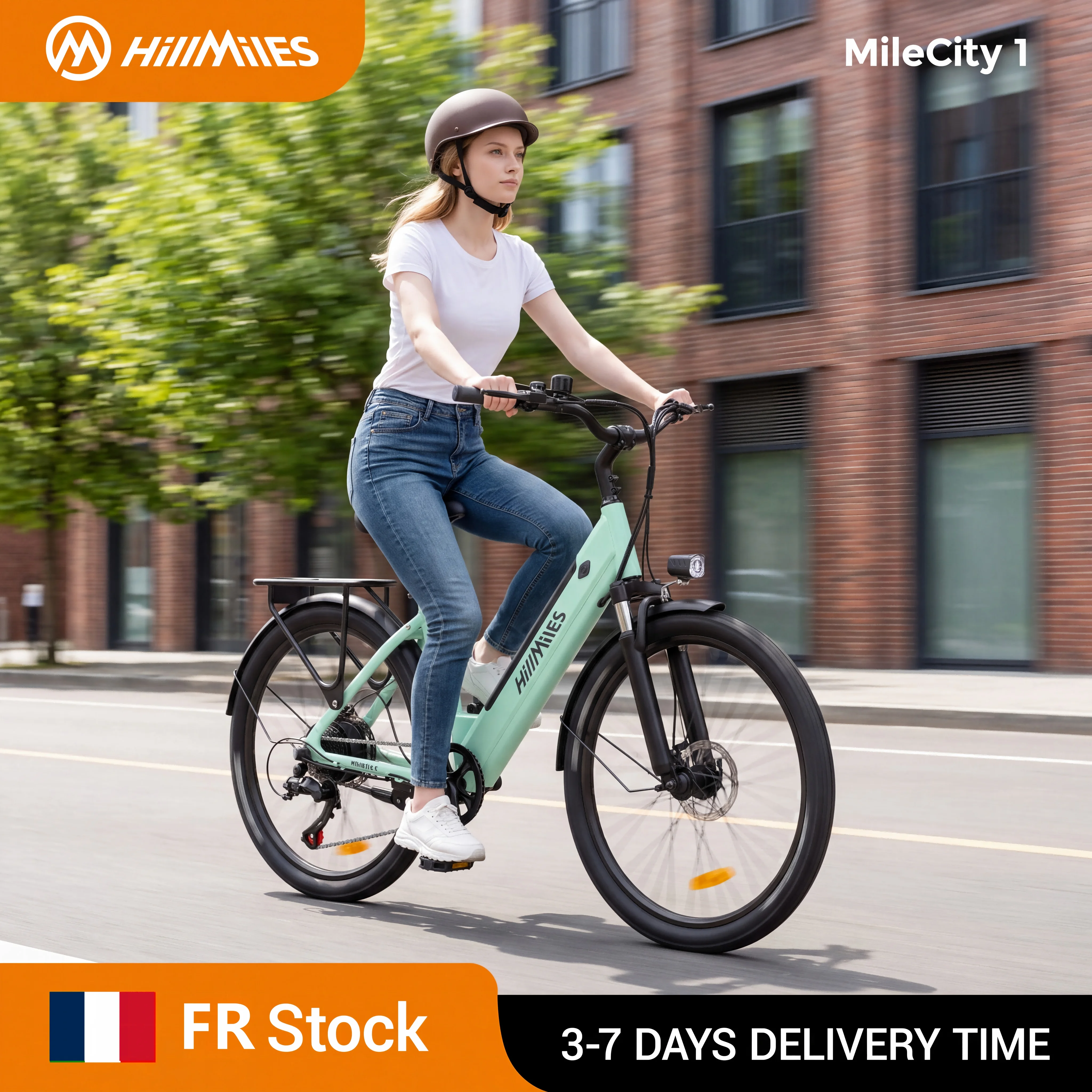 HillMiles MileCity 1 26" E-Bike, 250W 38Nm 36V13Ah herausnehmbarer Akku, Reichweite bis zu 80–100 km, 7-Gang-Vorderradaufhängung, mechanische Scheibenbremse, urbanes Elektrofahrrad, 25 km/h EPAC