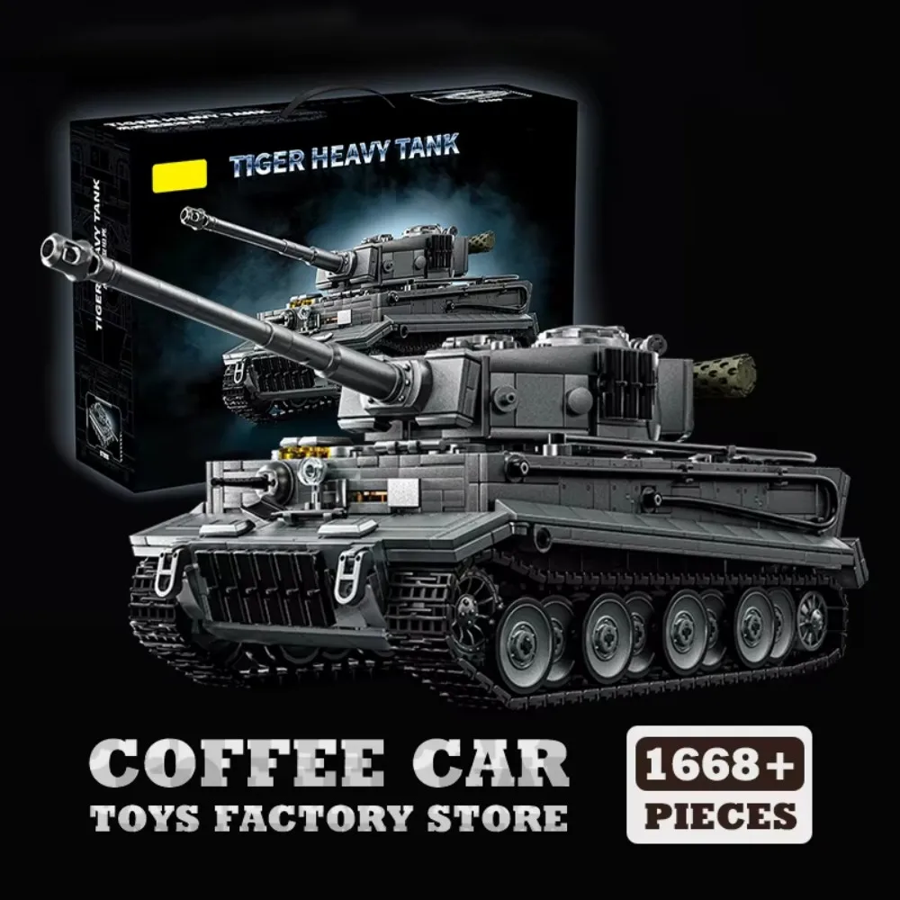 Vehículo blindado militar de la Segunda Guerra Mundial, tanque pesado de tigre, modelo de bloques de construcción, juguete creativo adecuado para niños y adultos