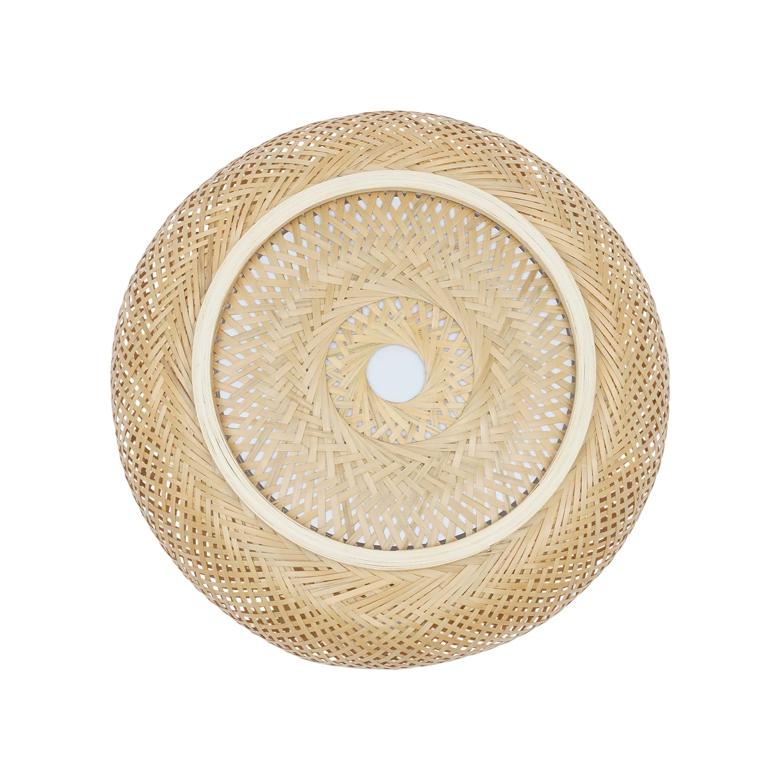 Rustic Style Creative Bamboo Flush Mount Ceiling Lamp Rattan Drum Ceiling Light