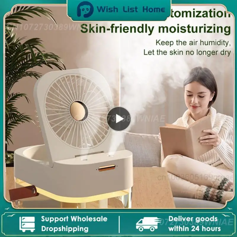 

New Fan Humidifier Portable Fan Air Cooler Air Humidifier USB Fan Desktop Fan With Night Light For Summer Home Appliance