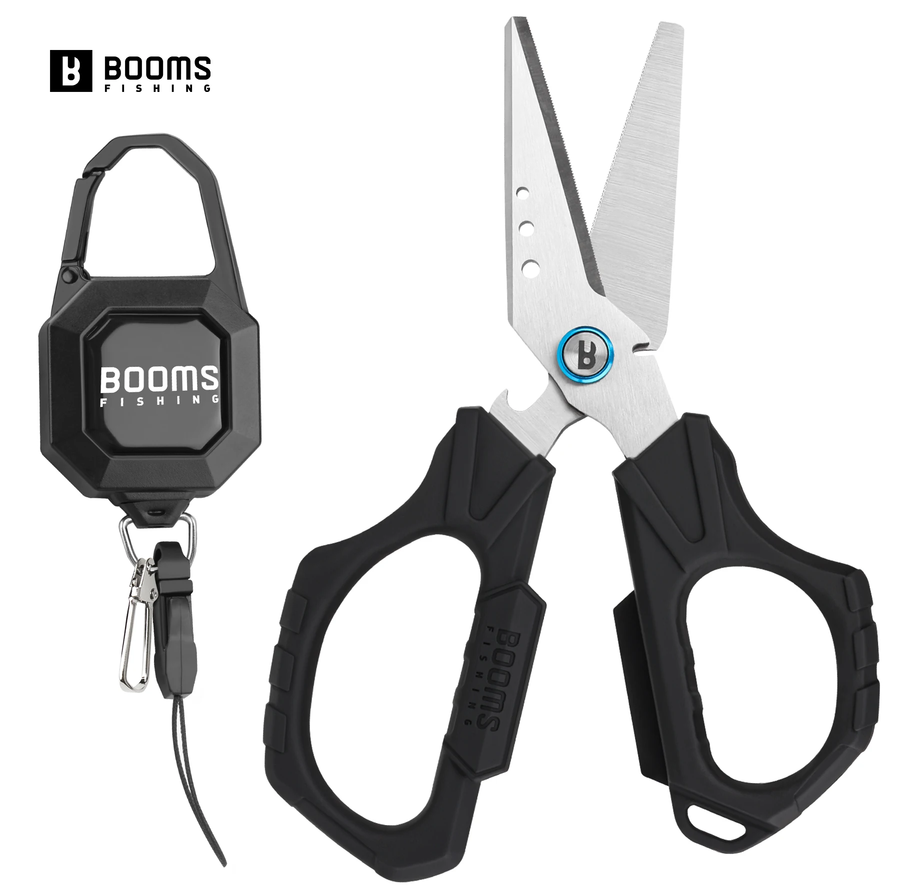 

Booms Fishing S04 Fishing Braided Scissors Line Cutter Fishing Steel Wire Scissor Serrated Shears with Bottle Opener Tools