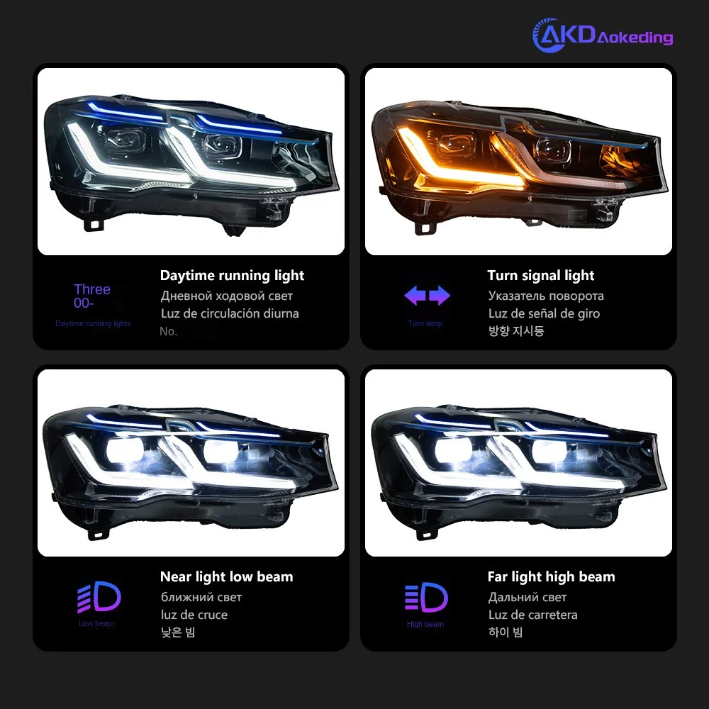 For X3 F25 2011-2018 X4 F26 to G30 12V New Laser Style LED Headlight Plug & Play Head Lamp Assembly