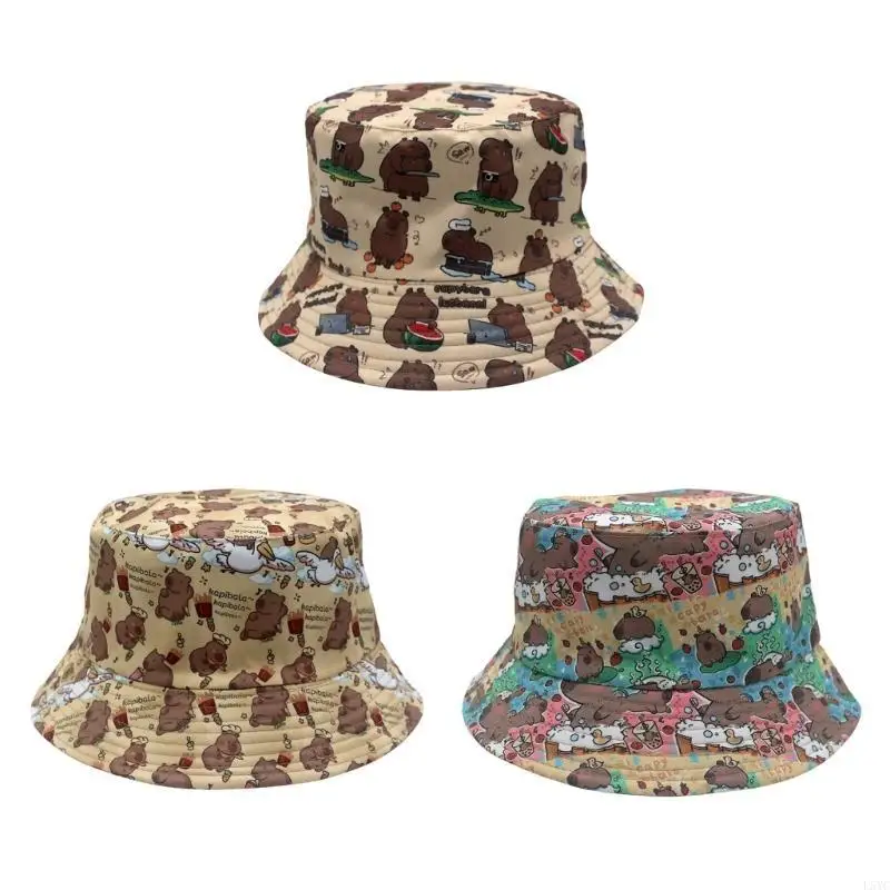 

L5YC Stylish Capybara Print Hat Light weight Travel Hat Personality Fashion Hat for Beach Vacations