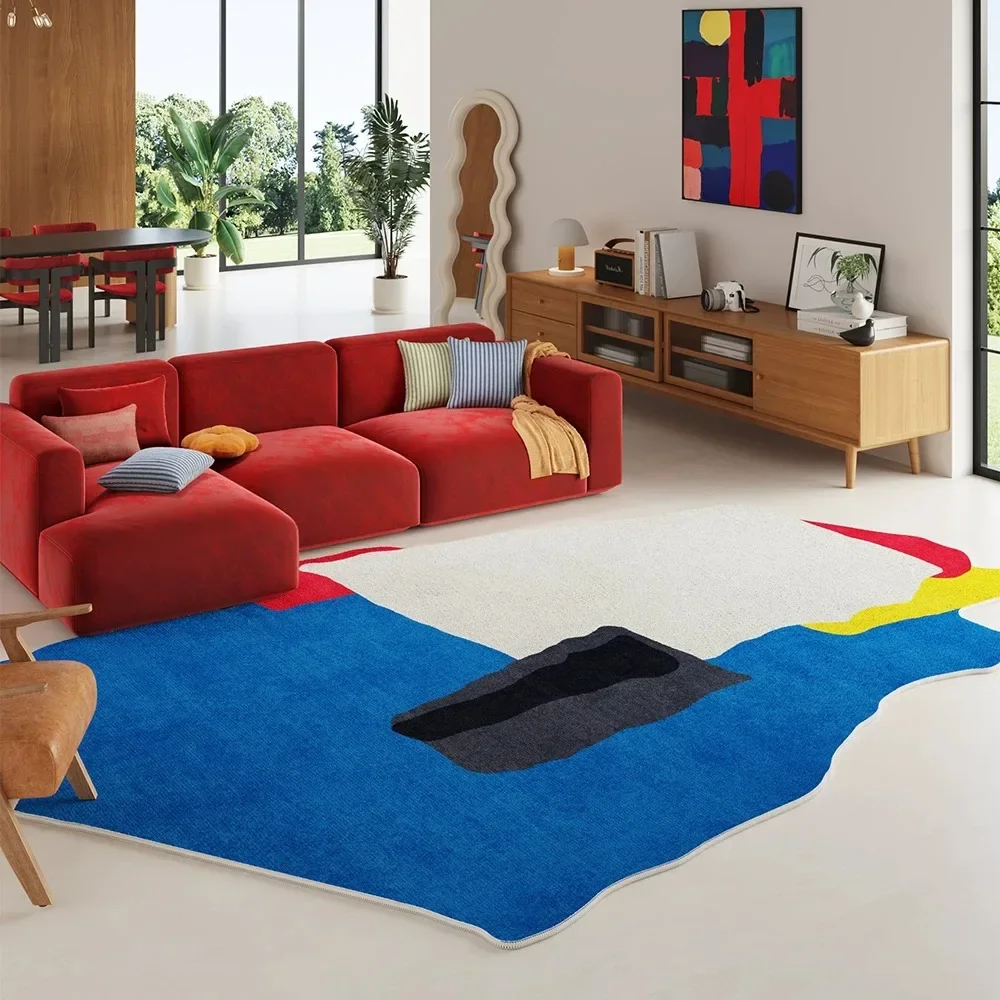 Dopamine Irregular Shape Carpet Living Room Large Area Rugs Modern Abstract Light Luxury Mat Bedroom Rug Washable Floor Mat 거실러그