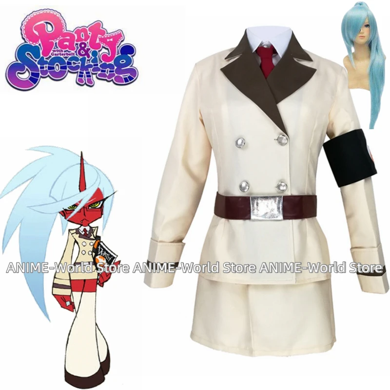 

《Custom size》Anime Panty Stocking Cosplay Scanty Halloween Girls Uniform Dress Set Costume Custom Size Any Size Wig