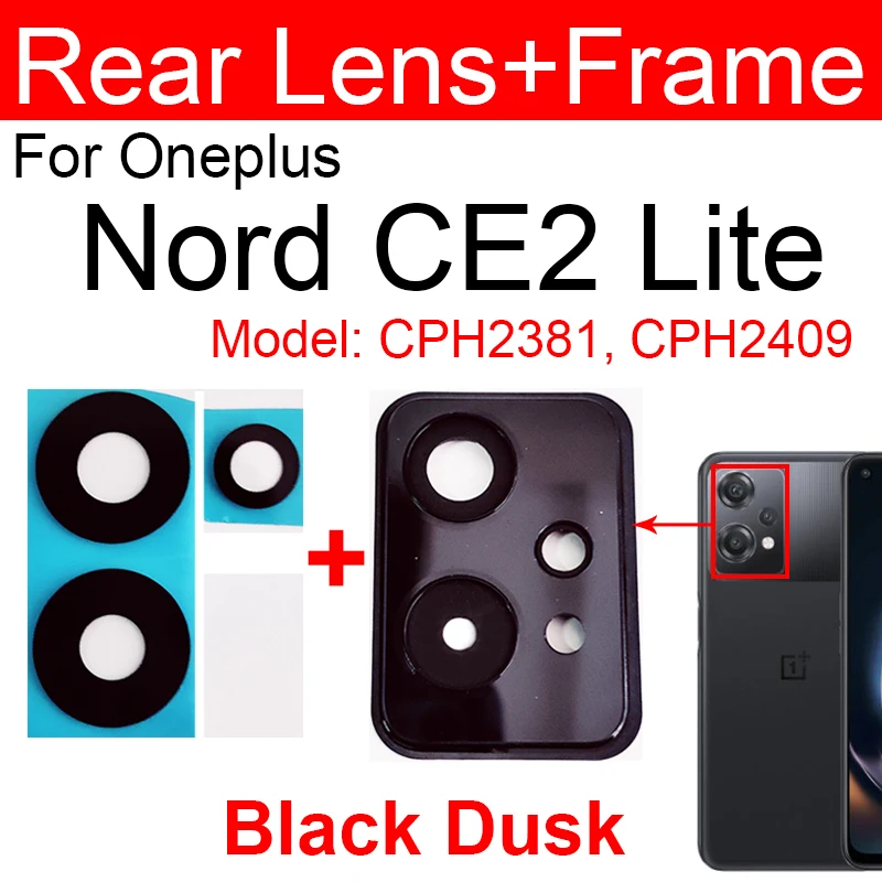For Oneplus 1+ Nord CE2 Lite CE2Lite 5G Back Camera Lens Cover Rear Lens Glass with Frame Holder with Sticker