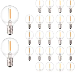 5-25PCS Vintage G40 Led String Light Replacement Bulb 1W 3V 120V 220V Plastic Shatterproof Globe Ball Lamp E12 Base 2700K Edison