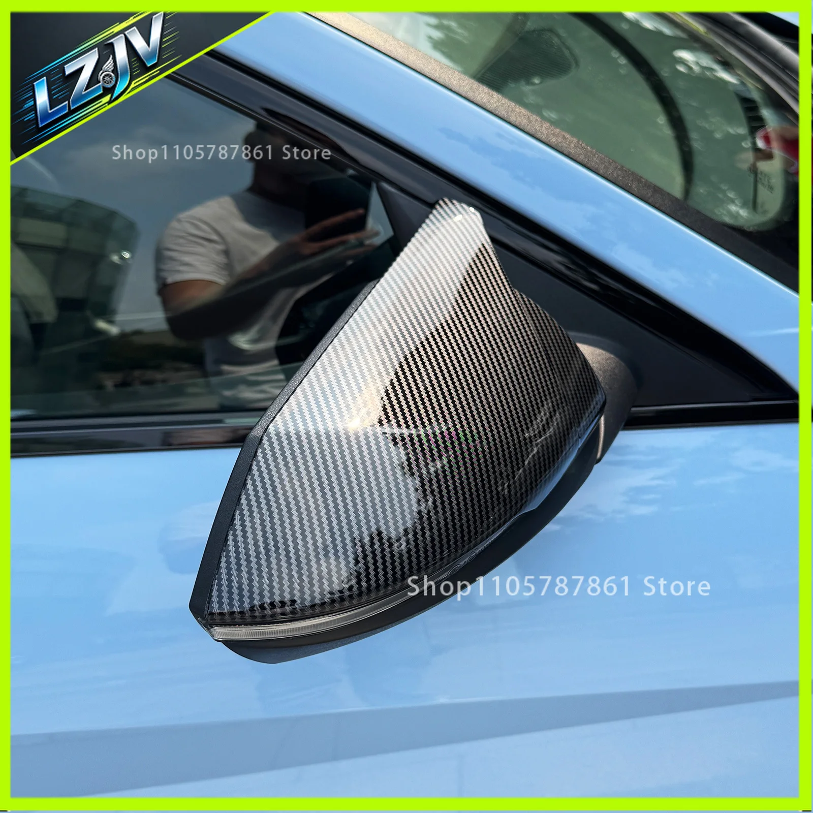 LZJV For Hyundai Elantra CN7 N Line Car Rearview Mirror Cover Door Side Decoration Carbon Fiber Style Rear View Mirror Shell Cap
