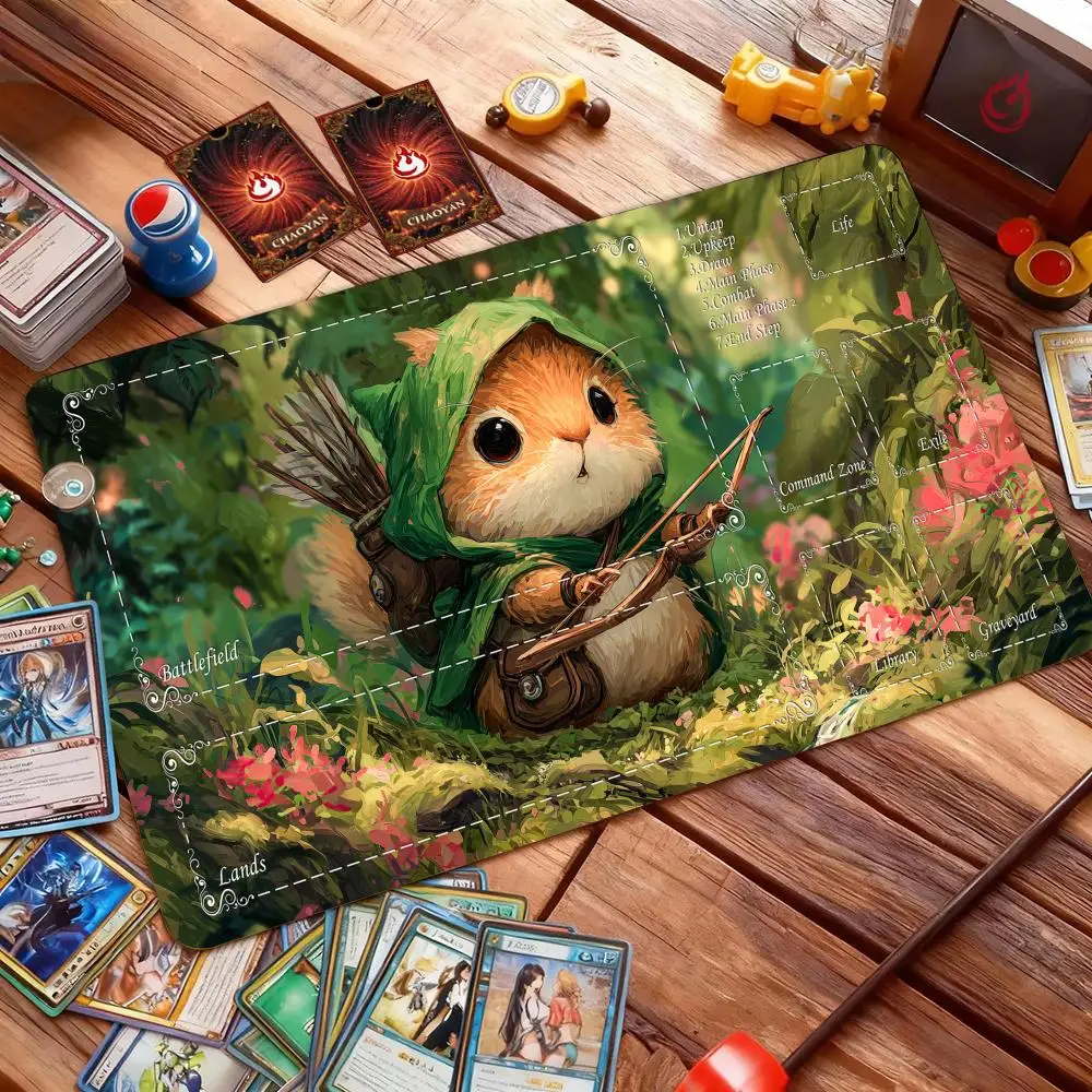 Hooded Squirrel Archer Magic Card Battle Mat TCG Playmat Anti-slip Base 35X60CM gathering gaming mats Board Game Mat for TCG
