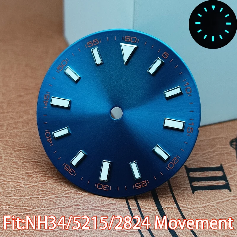 NH/35 NH/35/8215/2824 무브먼트 시계 액세서리 시계 수리를위한 고품질 다이얼 시계 다이얼 블루 그린 빛나는 다이얼