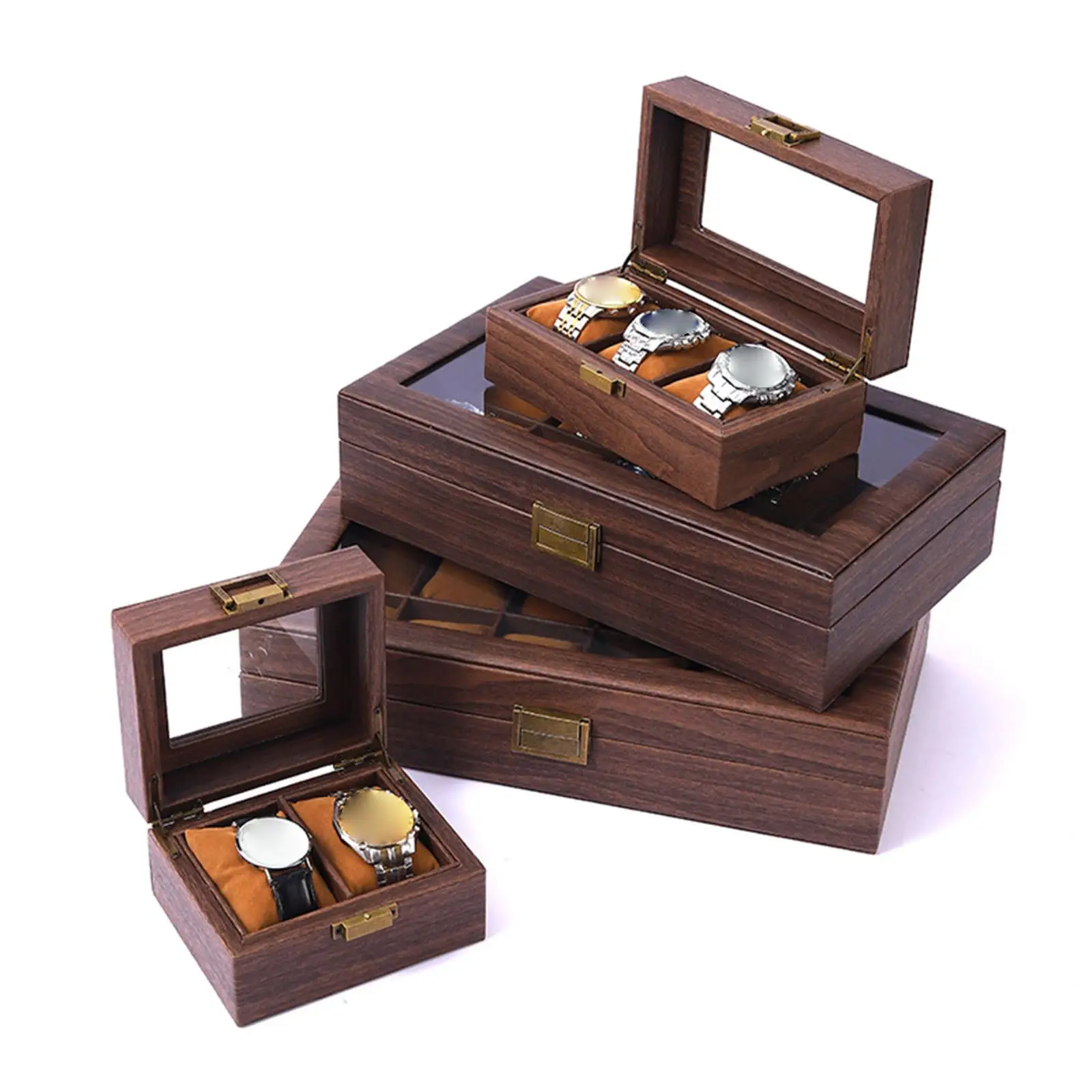 

Watch Storage Box Locking Glass top Decoration Portable Dustproof Watch Protection watch Case Organizer Men Women Gift