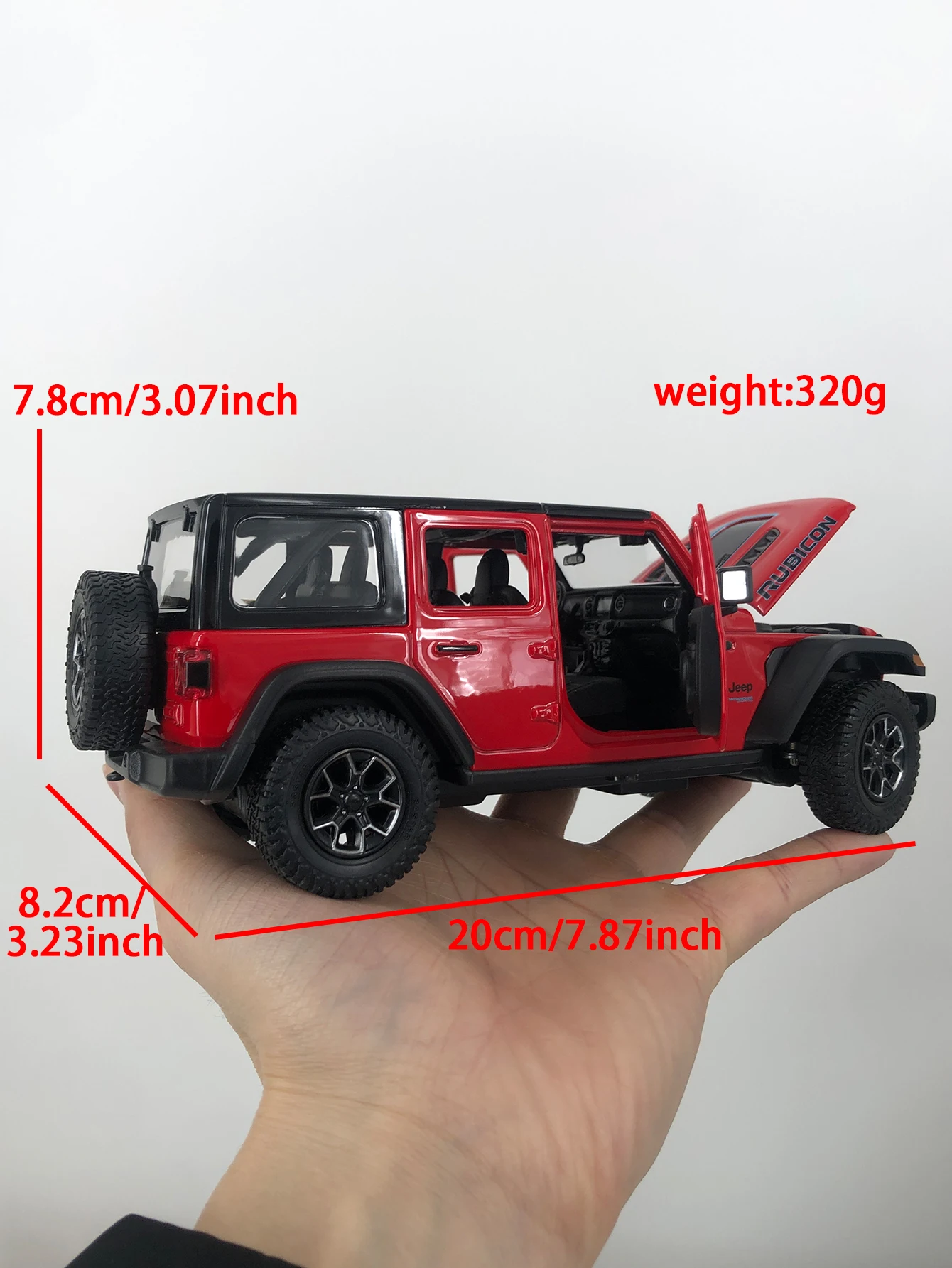 Rastar 1:24 simulação liga de zinco Wrangler Rubicon 4xe modelo de carro, ornamento estático, carro de presente colecionável de metal