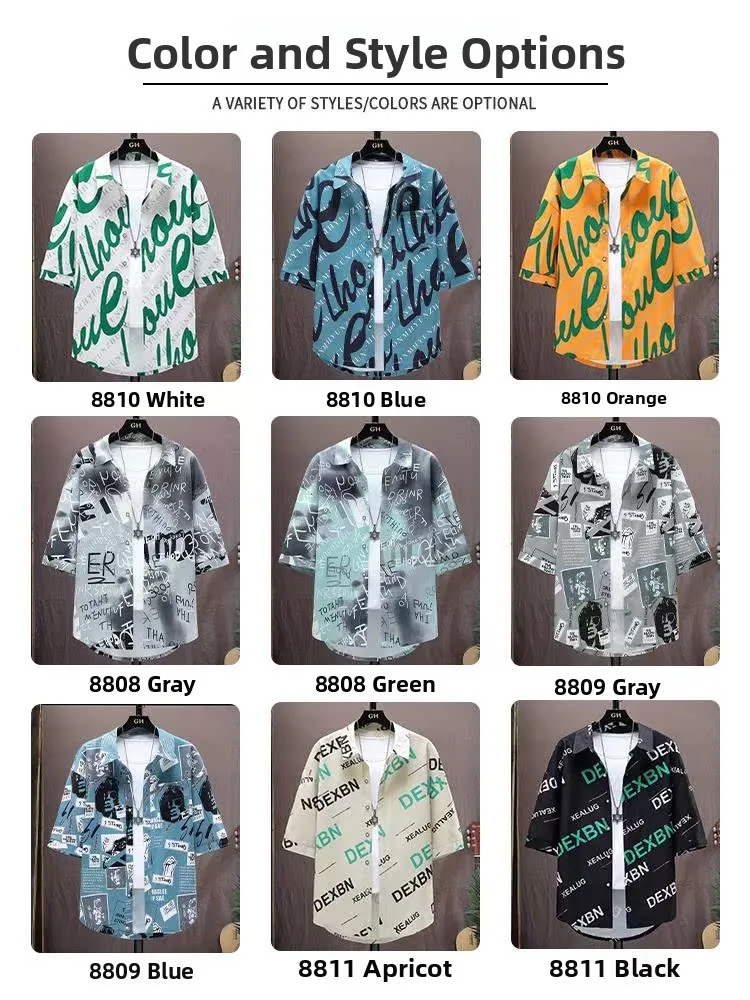 

Summer Ice Silk Loose Casual Print irt Men's ort Sve Teenager Trendy Haome f Sve irt Jaet Polyester Fiber