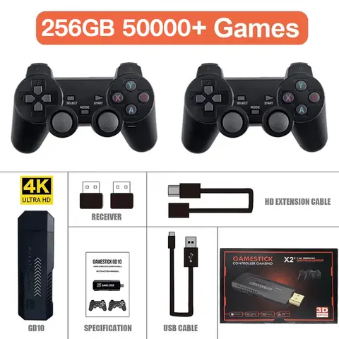 X2 Plus 비디오 게임 콘솔 50000 게임 4K 게임 스틱 3D HD 무선 2.4G 컨트롤러 레트로 콘솔 TV 50 에뮬레이터 어린이 선물 용품
