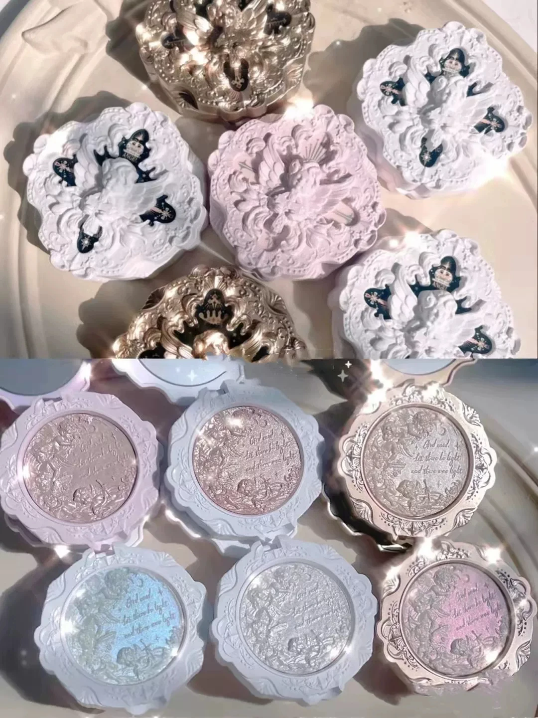Flower Knows Little Angel Embossed Highlighter - Natural Brightening 3D Water Feel Makeup Accessory