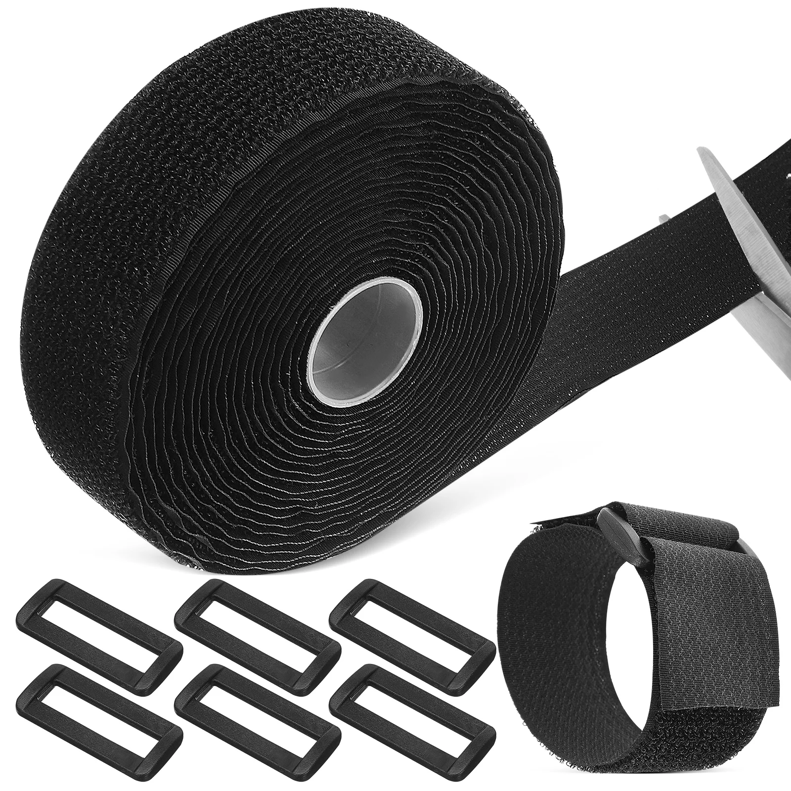 

1 Roll Hook and Loop Strap Self-Adhesive Cable Ties Reusable Securing Straps Cord Organizer Fastening Straps Cable Ties