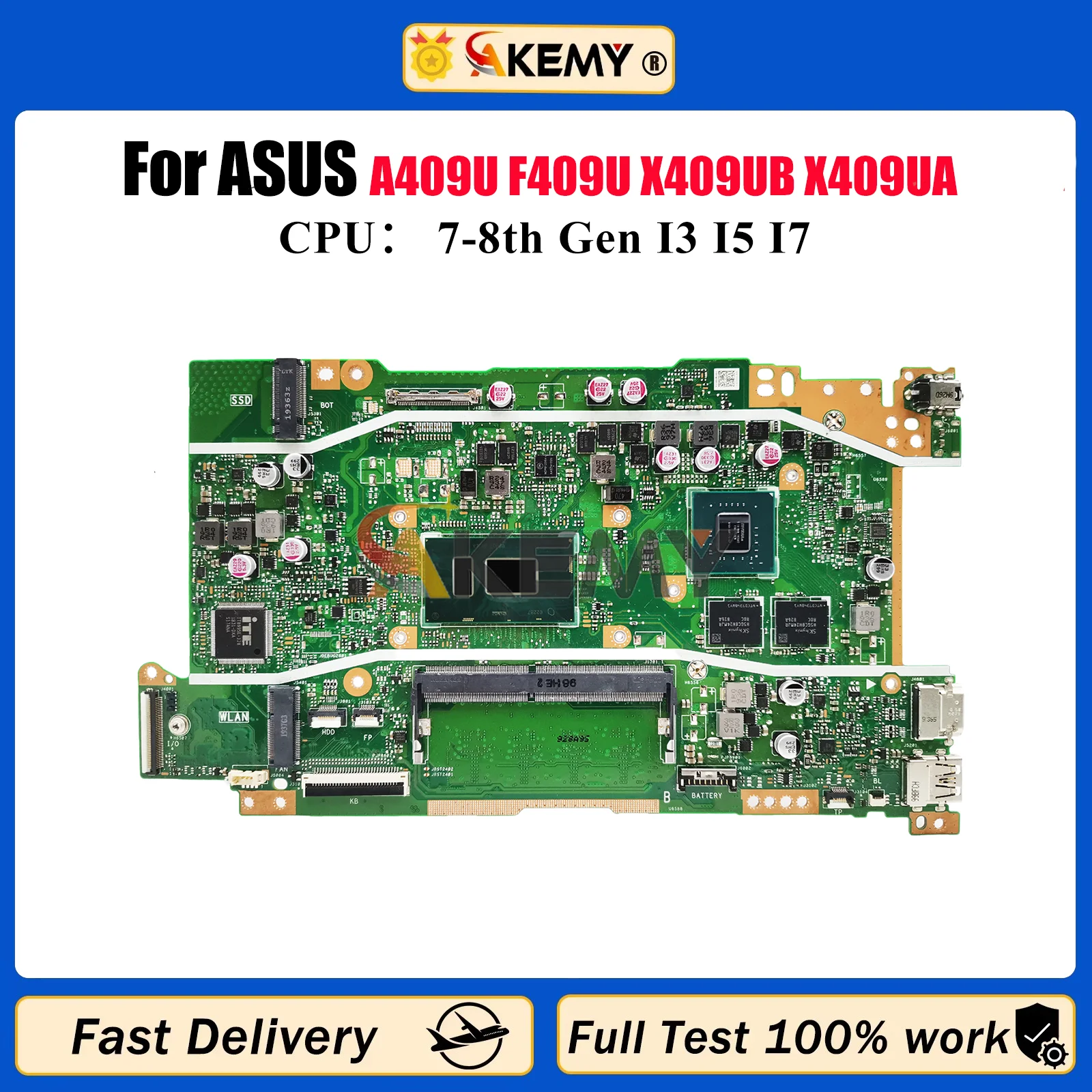 

X409UB Laptop Motherboard For ASUS VivoBook X409U A409U A509U F409U F509U X509UA X509UB X509UJ Mainboard I3 I5 I7 CPU tests OK