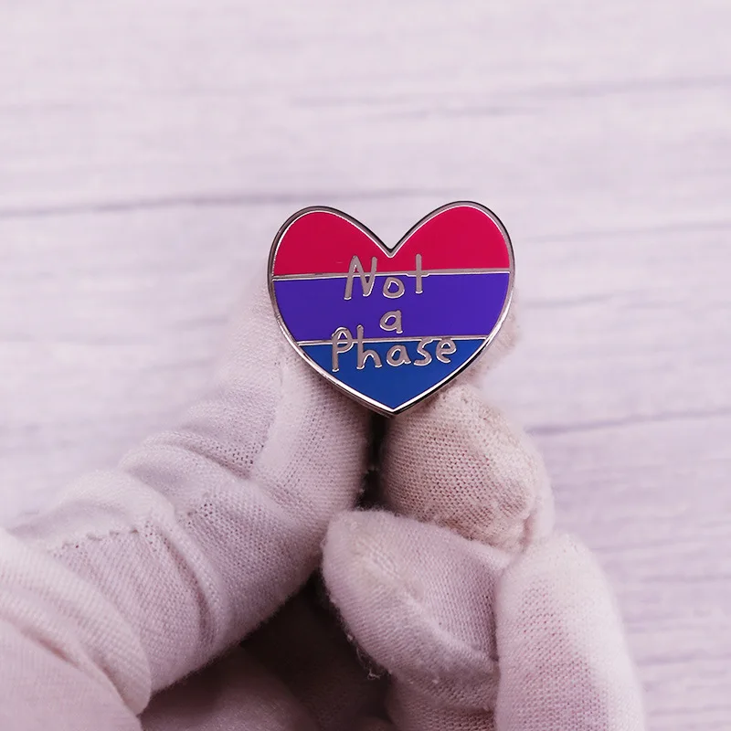 

Not a stage of bisexuality, heart-shaped brooch cartoon metal badge accessory