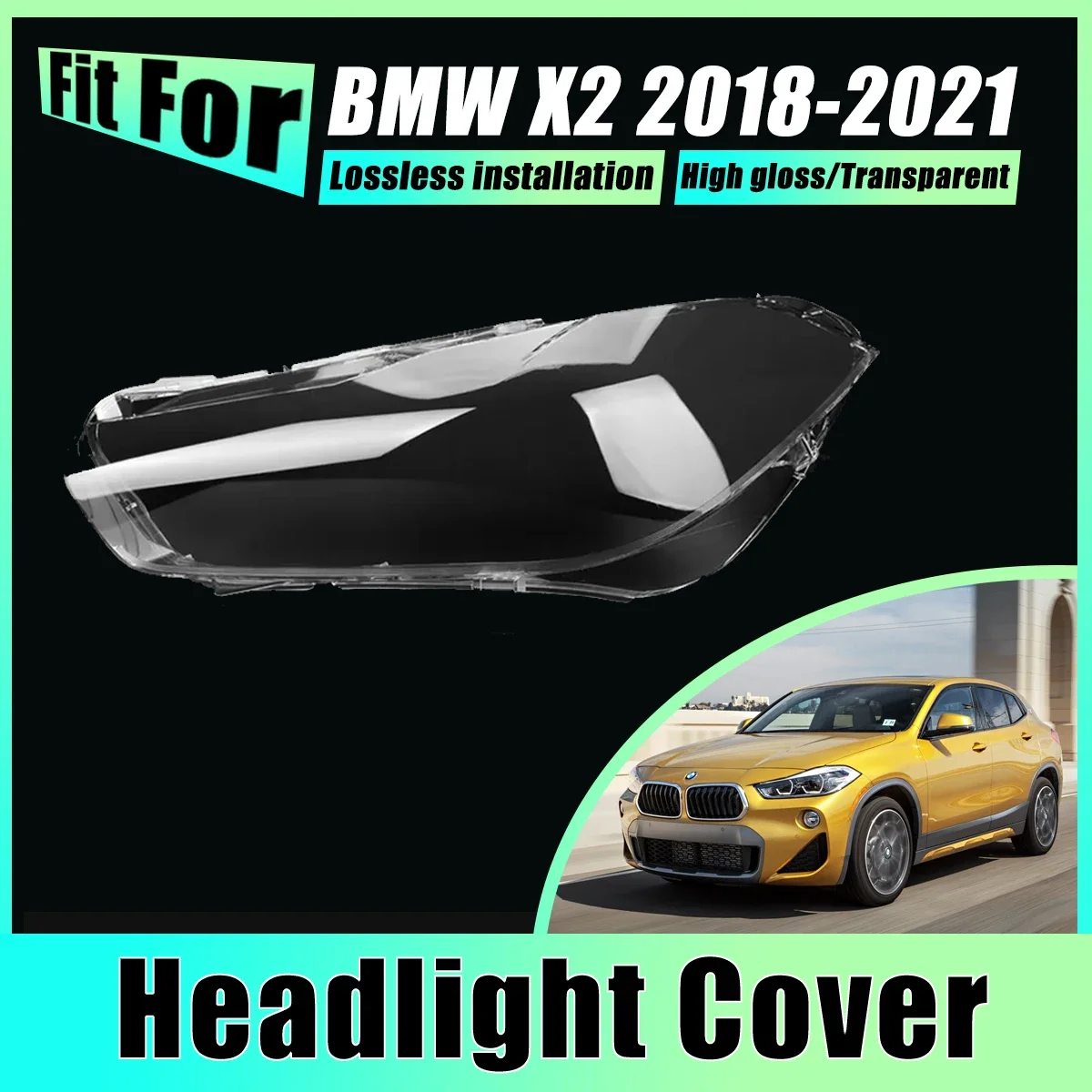 

LH RH Headlight Cover For BMW X2 2018-2021 F39 2019 Head Light Cap Transparent Front Lens Fog Lampshade Headlamp Car Accessories