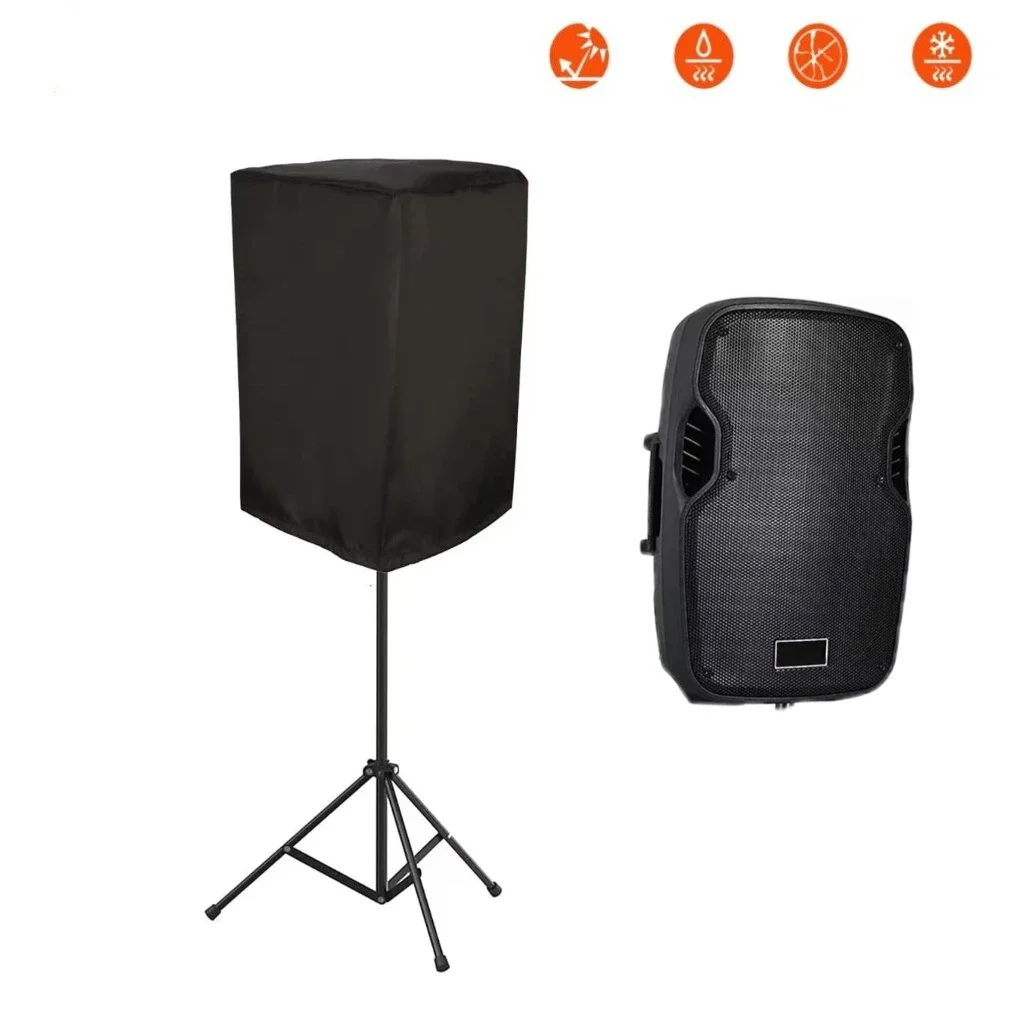 1pcs Durable All-Weather Speaker Cover - Waterproof, Dustproof & Sun-Resistant Polyester for Indoor/Outdoor Use, Black