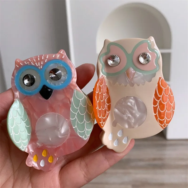 

New Cute Animal Owl Hair Claw Acetate Claw Clip Sweet Cute Fashionable New Design Beautiful Girl's Favorite Shark Clip