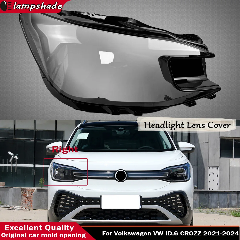 

Car Transparent Housing Front Headlights Lens Shell Cover Glass Lampcover Lampshade For Volkswagen VW ID.6 CROZZ 2021 - 2024