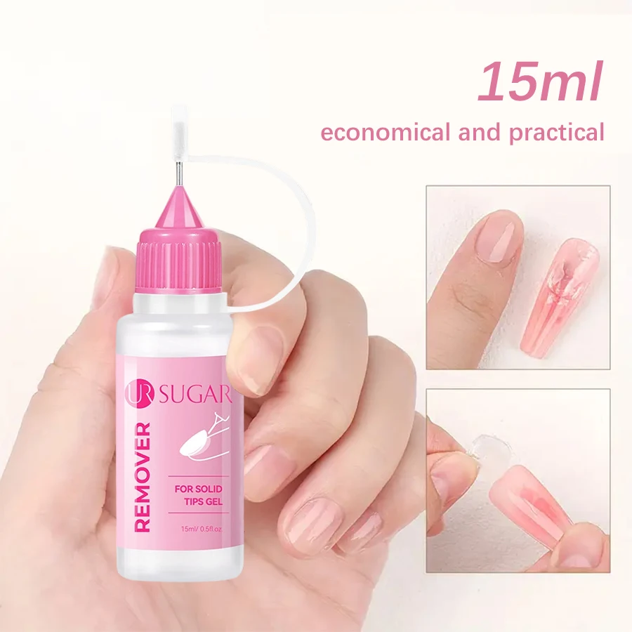 15ml usar tubo de agulha de unha removedor de esmalte sólido remendo cola uv geléia cola rápida removedor de esmalte suave e não irritante