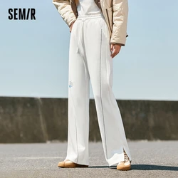 Semir-Pantalones informales para mujer, pantalón de punto abierto con abertura, adelgazante, de pierna ancha, otoño e invierno, 2023