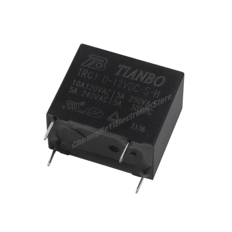 5Pcs/Lot TIANBO Relay TRG1 D-5VDC-S-H TRG1D-12VDC-S-H TRG1D-24VDC-S-H 4PIN 5A Replaceable HF32F -005 5V 12V 24V Power Relays
