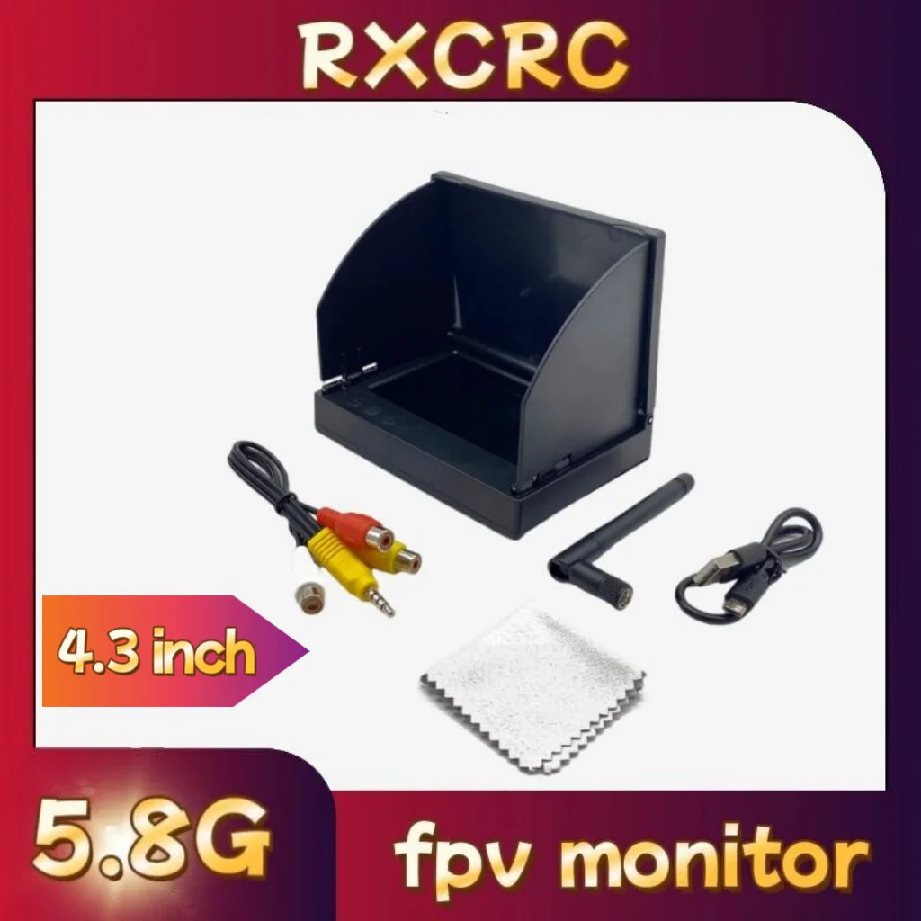 

RXCRC 5.8G 56CH 4.3 Inch IPS Display screen 480x272 Auto Search FPV Monitor Build-in Battery For RC Multicopter FPV Drone Part