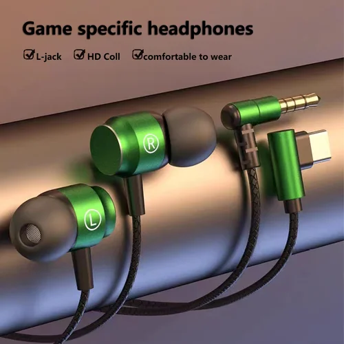 Auriculares para juegos con cable magnético L Jack, auriculares de música tipo C de 3,5mm, micrófono HiFi, sonido envolvente estéreo para teléfono, ordenador, micrófono