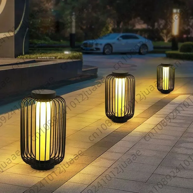 Solar birdcage column headlamp garden villa lawn lamp garden area floor lamp waterproof residential floor lamp