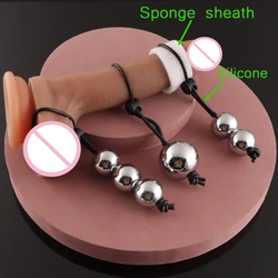 3Balls Male Penis Ring Penis Exercise Device Metal Ball Weight Hanger Penis Enlargement Pump Stretcher Extender Sex Toys For Men