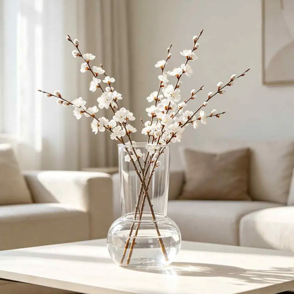 Amber Yellow Flower Vase for Dining Table Hydroponic Flower Vase Transparent Modern Glass Planter Wide Body for Fresh for Home