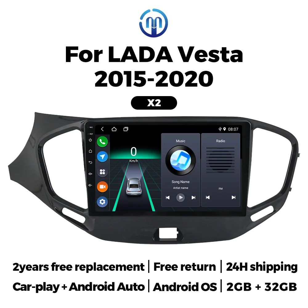 MEKEDE Car Radio Multimedia System For LADA Vesta 2015 2016 2017 2018 2019 2020 Support Carplay Rear Camera 2 Din Head Unit