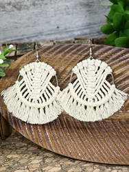 Bohemian geometric hand woven tassel earrings with ethnic style earrings