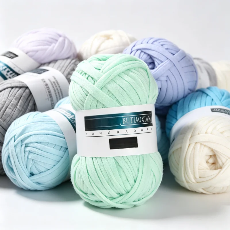 100g T-Shirt-Strickgarn für Häkeltaschen, Hüte, Hausschuhe, Untersetzer, Decken, Weiches Polyester-Webgarn, Dickes Weiches Stoffgarn