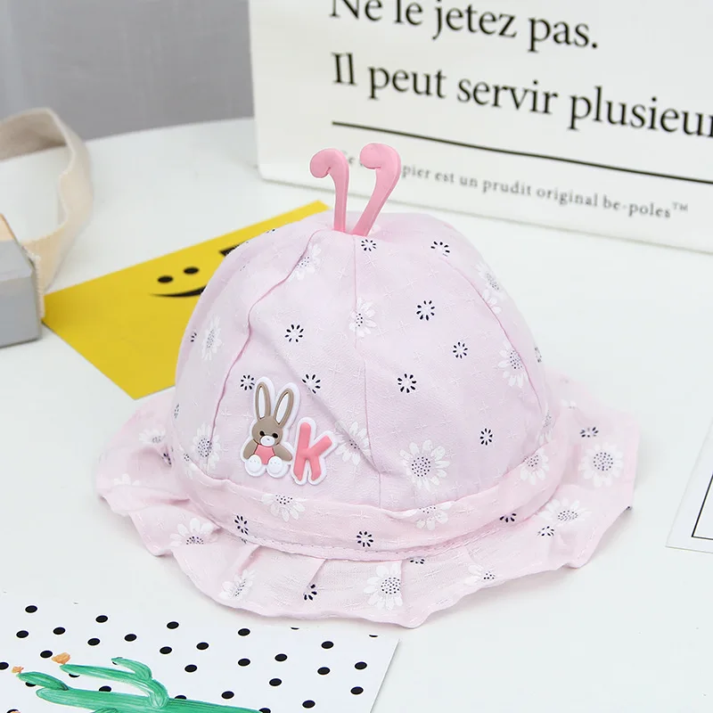 Printed Baby Fisherman Hat Drawstring Boys Girls Sun Visor Korean Spring Autumn Thin Baby Bucket Hats Caps for Kids 0-8 Months