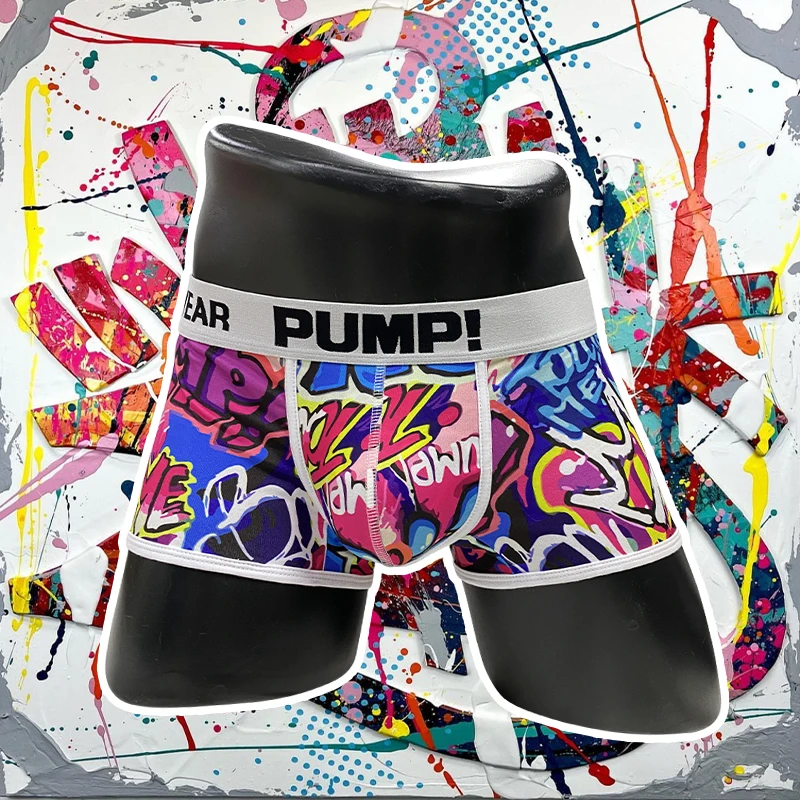 1PCS MP Sexy Underwear Men Boxershorts Low Waist Bikini Man Boxer Shorts Funny Graffiti Men Trunks Gay Men Underwear Boxer MP225