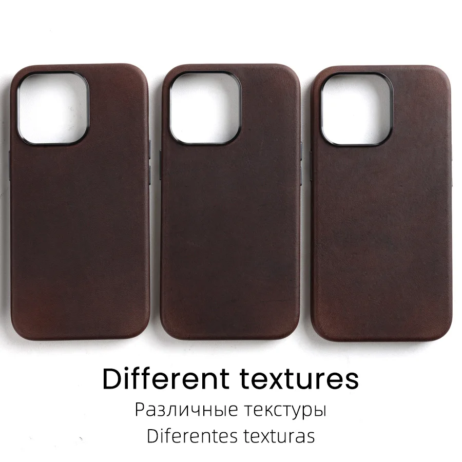 YMW Magnetic Classic Calf Genuine Leather Case for iPhone 13 Pro Max Business Retro Natural Cowhide Phone Cases Back Cover