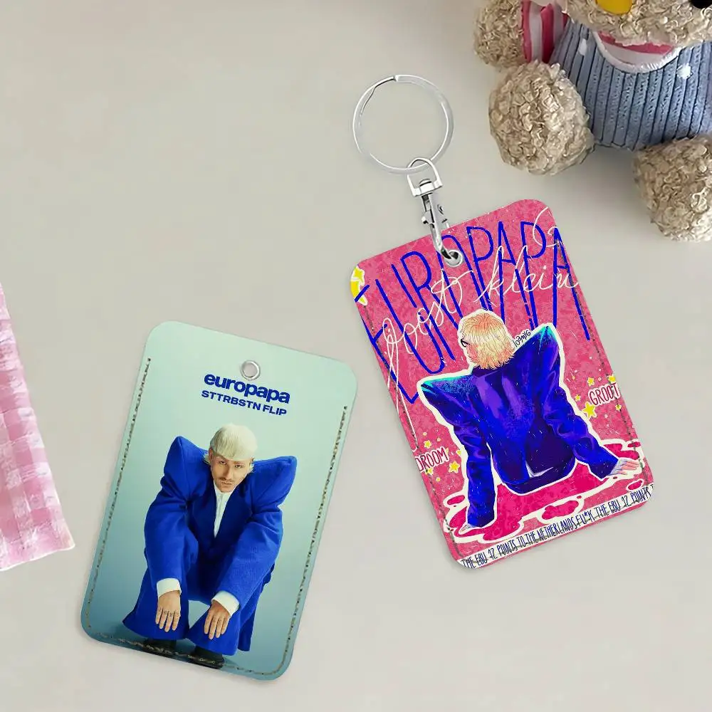 حامل بطاقات Singer Joost Klein Europapa مع سلسلة مفاتيح للحماية التنفيذية لحقيبة حافلة مترو الأنفاق الائتمانية للبنك