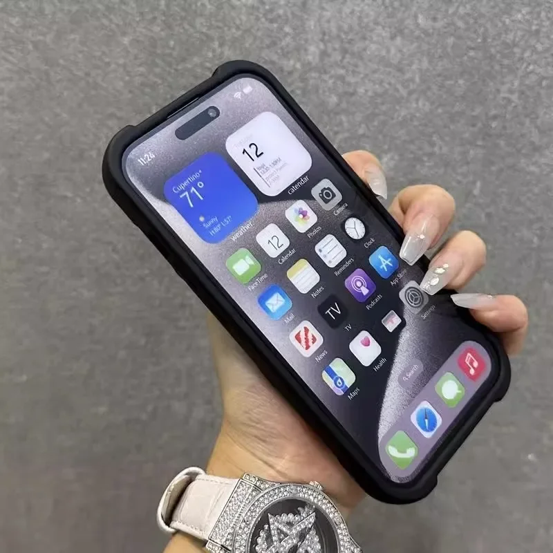 Matte hollow flame heat dissipation silicone case for iPhone 16 15 14 13 12 11 Pro Max Plus full scratch-proof soft phone cover image 4