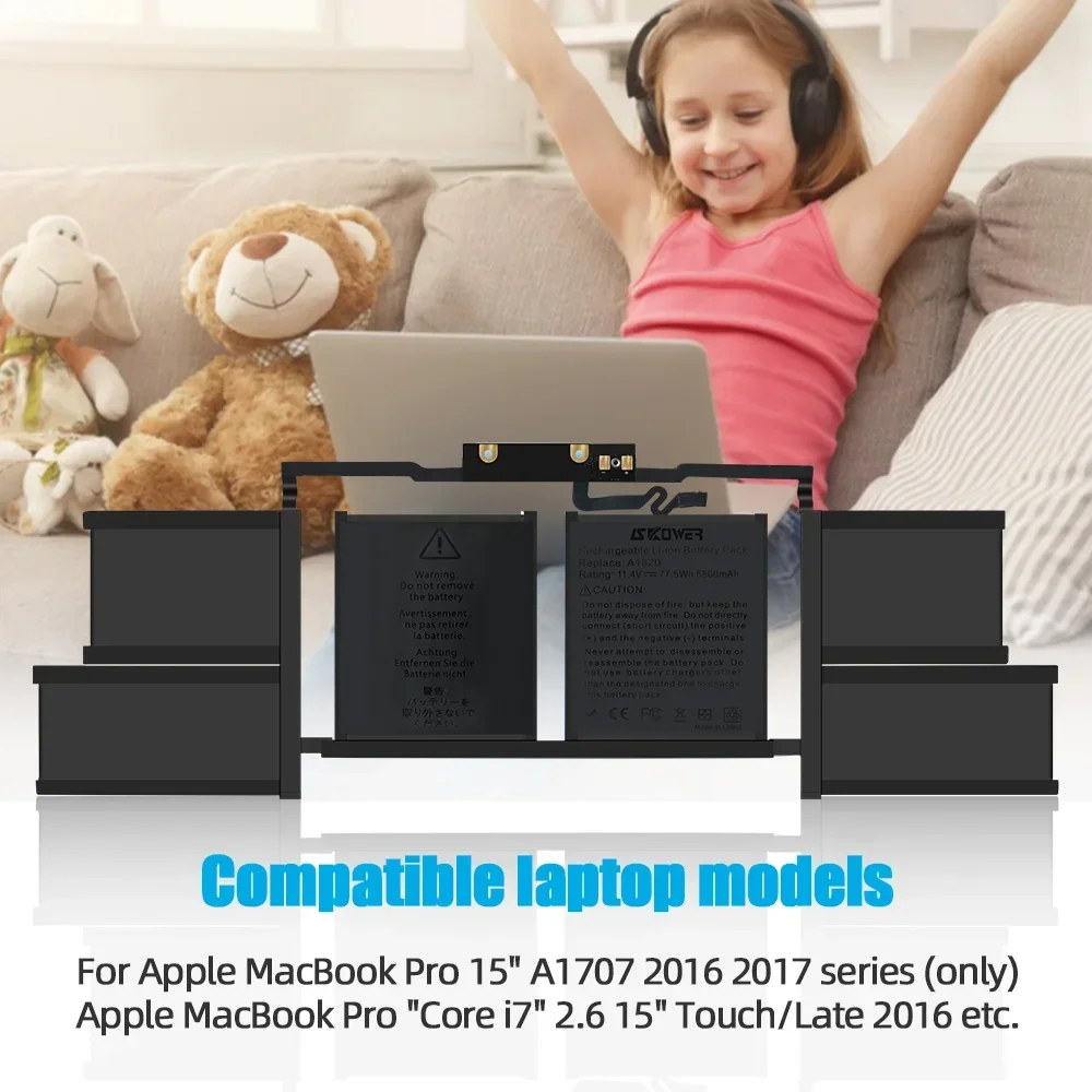 SKOWER High Performance 6800mAh A1820 Laptop Battery For Apple Macbook Pro 15" A1707