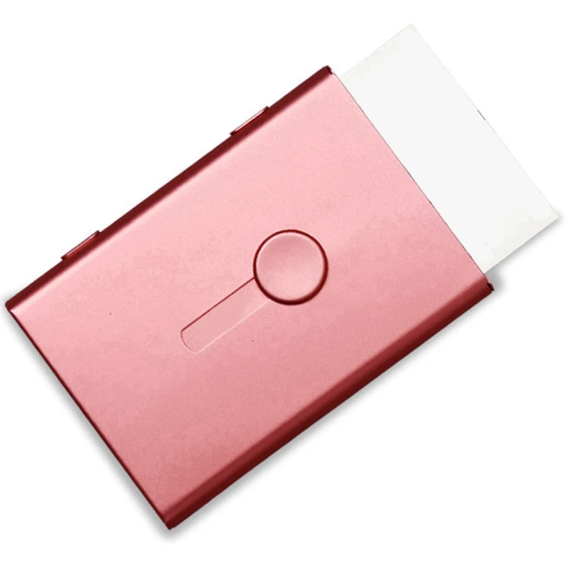 กระเป๋าเก็บบัตรโลหะเคสโทรศัพท์กันกระแทกตัวเลื่อนนิ้วหัวแม่มือกดเปิดเหมาะสำหรับบัตรประชาชนดีไซน์สำหรับผู้ชายและผู้หญิง